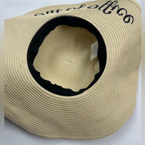 Floppy beach hat “Out of Office” wide brim woven hat. One size fits most. - Picture 4 of 6